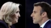 Ảnh phối hợp bà Marine Le Pen và đương kim Tổng thống Pháp Emmanuel Macron, hai ứng cử viên trong cuộc bầu cử Tổng thống vòng hai ngày 24/4/2022.