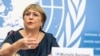 UN High Commissioner for Human Rights Michelle Bachelet attends her final news conference in Geneva